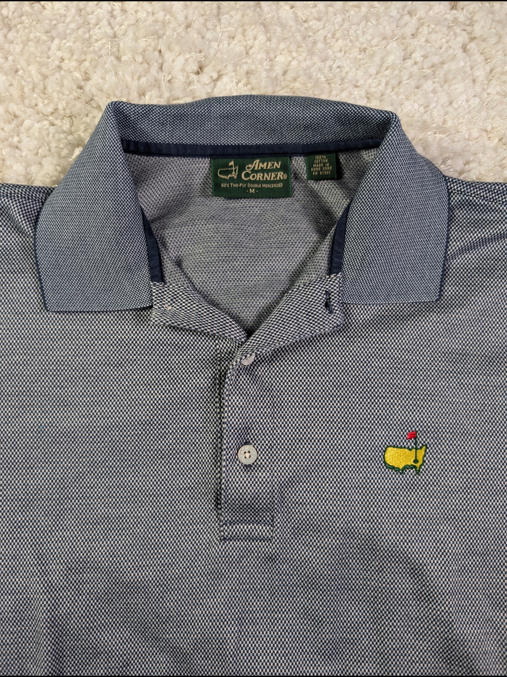 Masters - Amen Corner Men's Blue Textured Polo